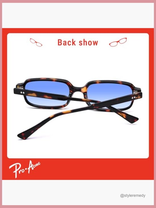 Retro Rectangular Sunglasses Vintage 90s Small Frame UV400 Protection main image 5